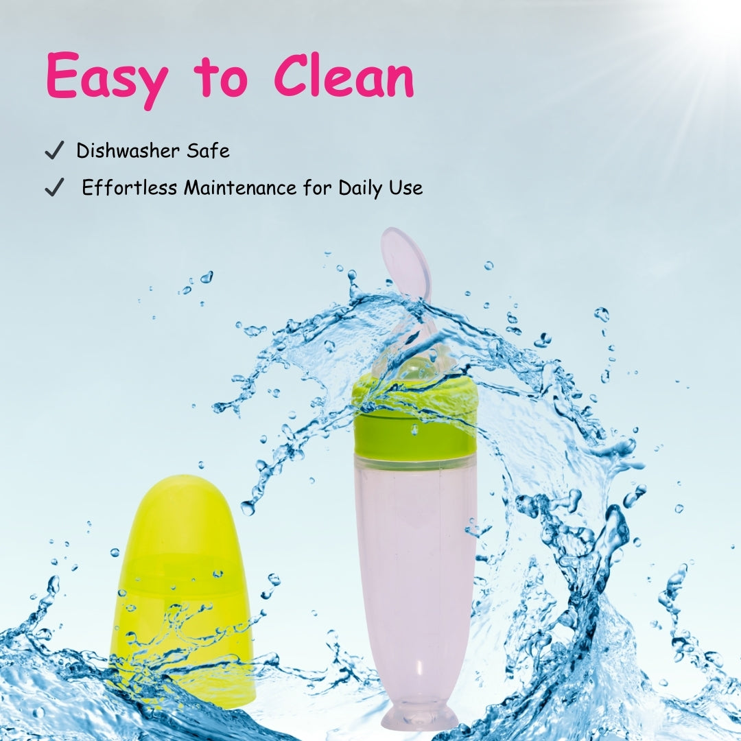 Adore Mr.Bear Baby Premium Silicon Squeeze Feeder with Cap & Storage Case- 100ml- Green