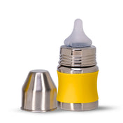 Adore Koh Stainless Steel Wide Neck Feeding Bottle with Silicon Sleeve - 150ml Yellow