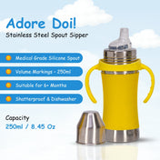 Adore Doi! The Wideneck Spout Stainless Steel Sipper with Sleeve-250ml Yellow