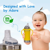 Adore Doi! The Wideneck Spout Stainless Steel Sipper with Sleeve-250ml Yellow