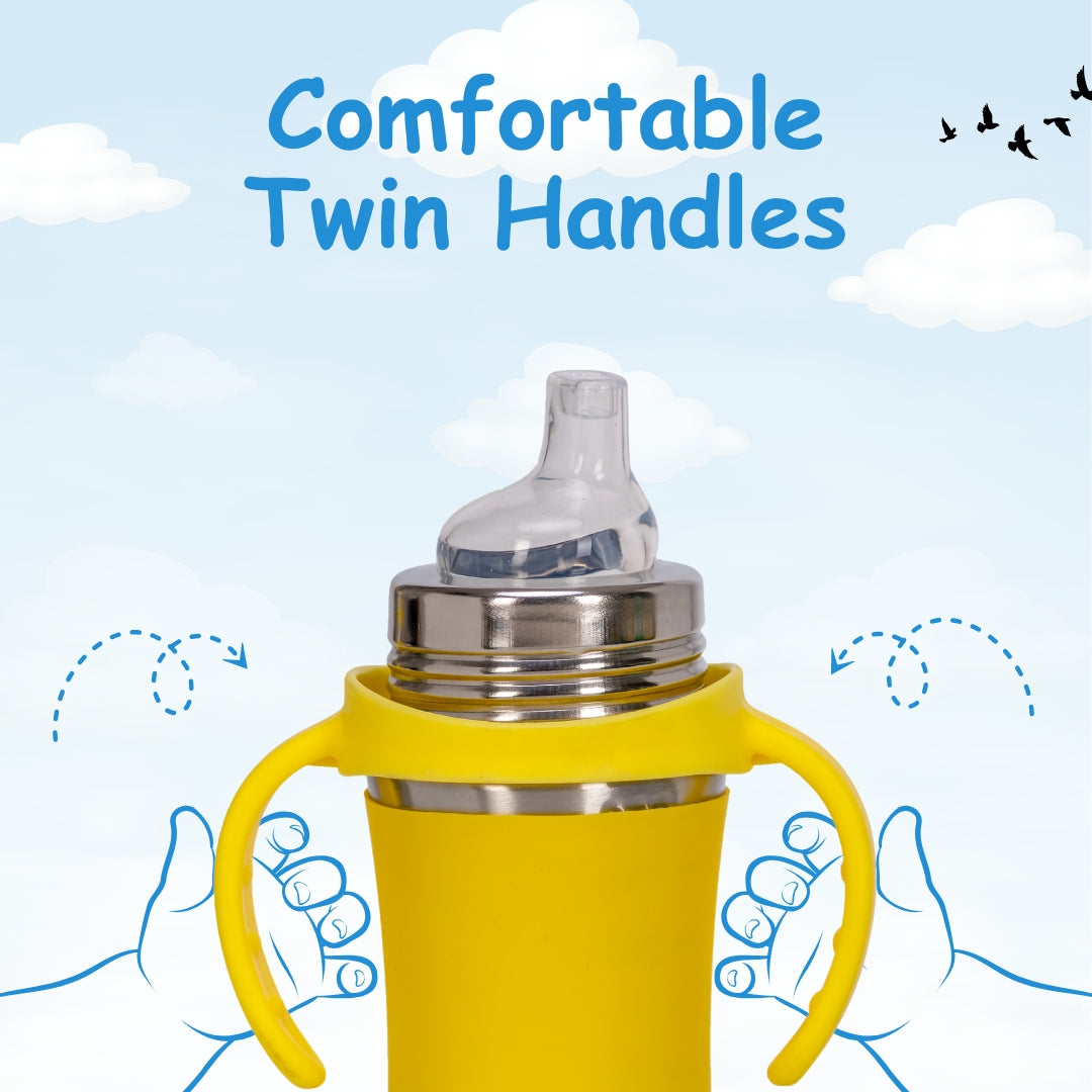 Adore Doi! The Wideneck Spout Stainless Steel Sipper with Sleeve-250ml Yellow