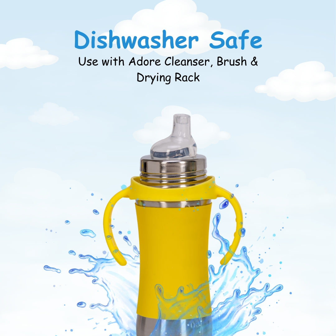 Adore Doi! The Wideneck Spout Stainless Steel Sipper with Sleeve-250ml Yellow