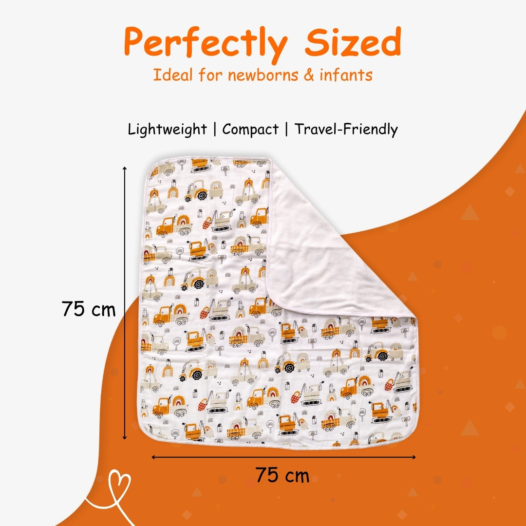 Adore Pro SPRING! The Premium Organic  Muslin Multipurpose Baby Towel cum Blanket - 75*75 cms - Transport Theme