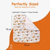 Adore Pro SPRING! The Premium Organic  Muslin Multipurpose Baby Towel cum Blanket - 75*75 cms - Transport Theme