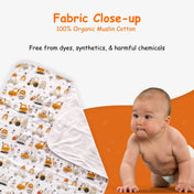 Adore Pro SPRING! The Premium Organic  Muslin Multipurpose Baby Towel cum Blanket - 75*75 cms - Transport Theme