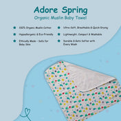 Adore Pro SPRING! The Premium Organic Muslin Multipurpose Baby Towel cum Blanket - 75*75 cms - Under Ocean Theme