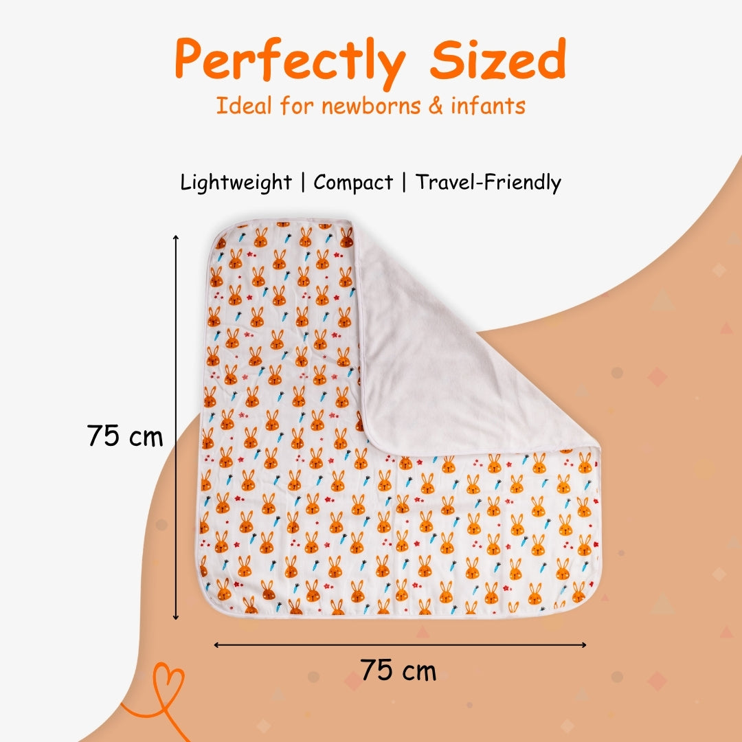 Adore Pro SPRING! The Premium Organic Muslin Multipurpose Baby Towel cum Blanket - 75*75 cms - Busy Bunny Theme