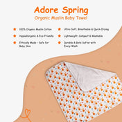 Adore Pro SPRING! The Premium Organic Muslin Multipurpose Baby Towel cum Blanket - 75*75 cms - Busy Bunny Theme