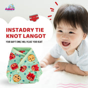 Adore Insta Dry Baby Cloth Tie Knot Langot/ Nappies/ Langota - Holds up to 2* Pees 4-8 Months- Green Kiddo