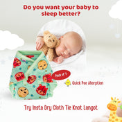 Adore Insta Dry Baby Cloth Tie Knot Langot/ Nappies/ Langota - Holds up to 2* Pees 9-12 months- Green Kiddo