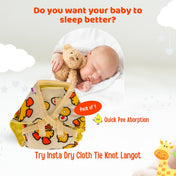 Adore Insta Dry Baby Cloth Tie Knot Langot / Nappies/ Langota- Holds up to 2* Pees-9-12 months Yellow Duck