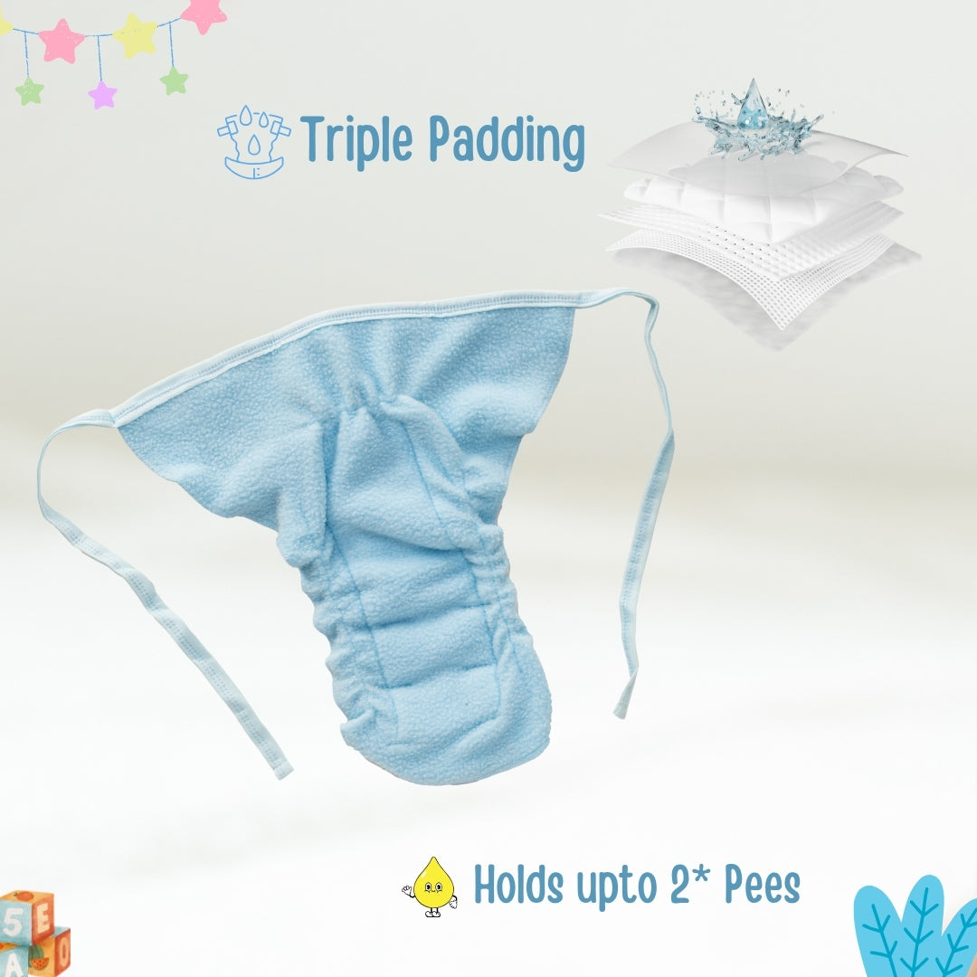 Adore Insta Dry Baby Cloth Tie Knot Langot/ Nappies/ Langota - Holds up to 2* Pees- 9-12 months Blue Watermelon