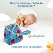 Adore Insta Dry Baby Cloth Tie Knot Langot/ Nappies/ Langota - Holds up to 2* Pees-  0-3 Months-Blue Watermelon