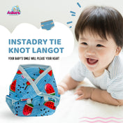 Adore Insta Dry Baby Cloth Tie Knot Langot/ Nappies/ Langota - Holds up to 2* Pees-  0-3 Months-Blue Watermelon