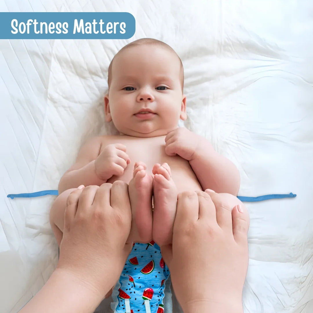 Adore Insta Dry Baby Cloth Tie Knot Langot/ Nappies/ Langota - Holds up to 2* Pees -4-8 months Blue Watermelon