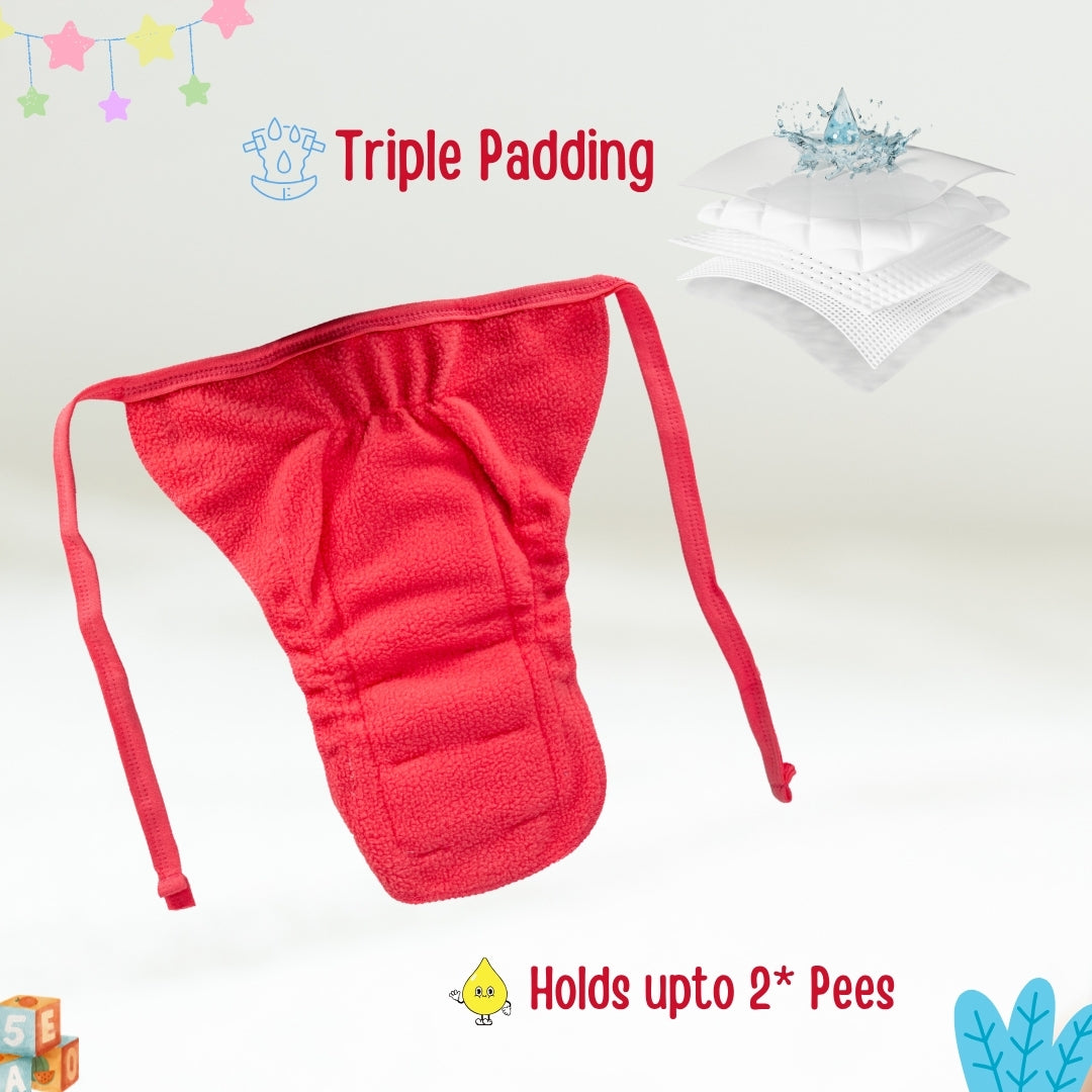 Adore Insta Dry Baby Cloth Tie Knot Langot/ Nappies/ Langota - Holds up to 2* Pees- 4-8 months Pink Candy