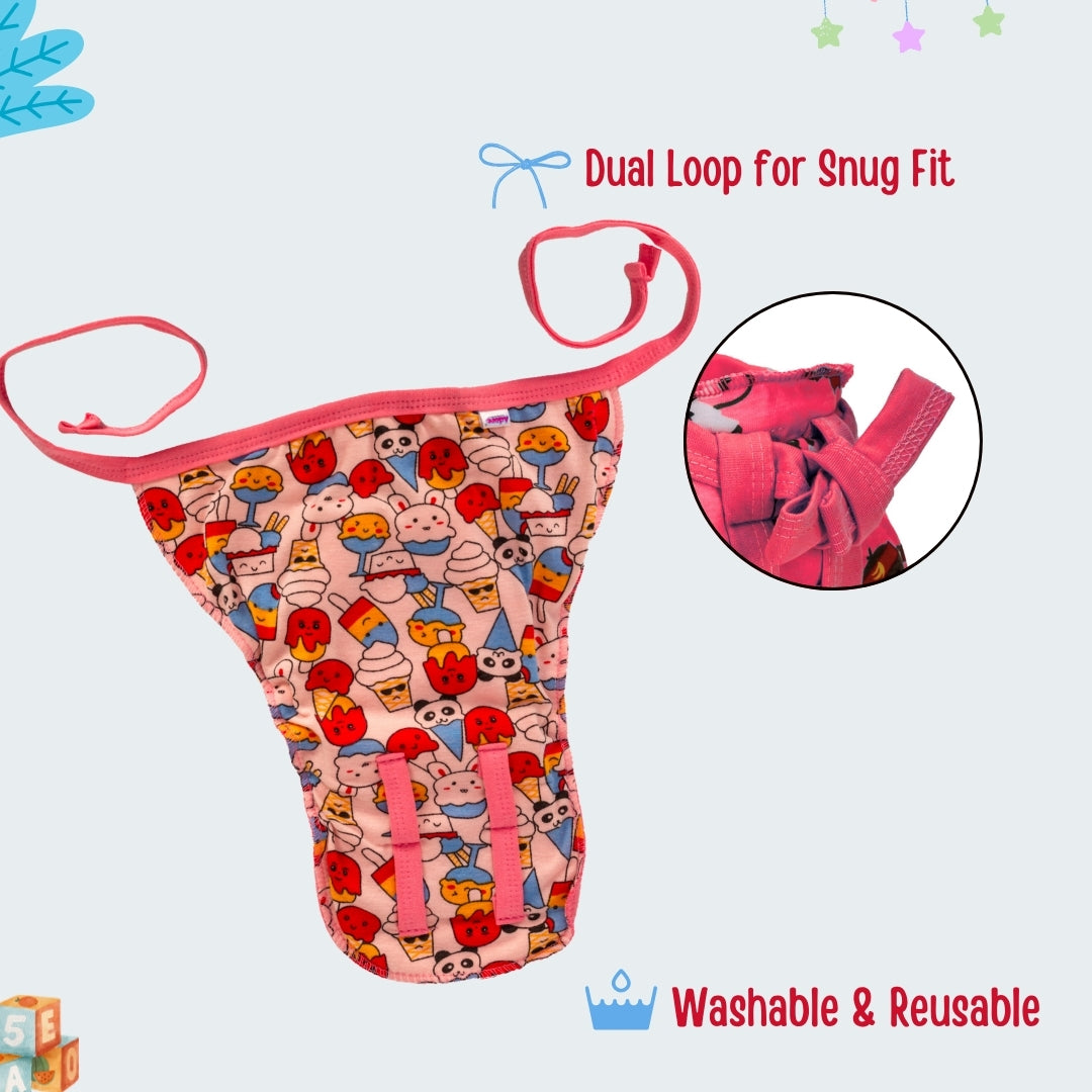 Adore Insta Dry Baby Cloth Tie Knot Langot/ Nappies/ Langota - Holds up to 2* Pees- 9-12 months Pink Candy