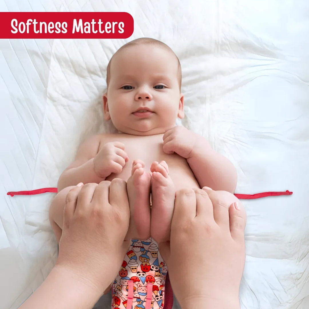 Adore Insta Dry Baby Cloth Tie Knot Langot/ Nappies/ Langota - Holds up to 2* Pees- 4-8 months Pink Candy