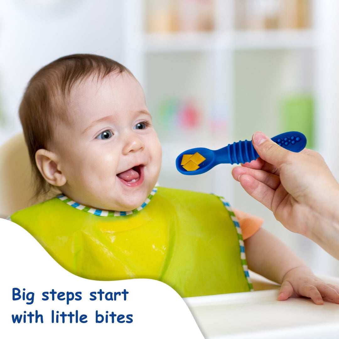 Adore SILICA - The Trainer Silicon Weaning Feeding Spoon Set- Pack of 2( Magenta+Blue)