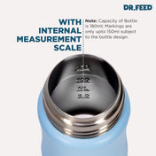 Adore Dr.Feed Majestique Insulated Thermos Hot/ Cold Stainless Steel Feeding Bottle with Anti-Colic Teat- D3- 180ml- Baby Blue