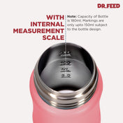 Adore Dr.Feed Majestique Insulated Thermos Hot/ Cold Stainless Steel Feeding Bottle with Anti-Colic Teat- D3- 180ml-Dark Pink
