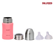 Adore Dr.Feed Majestique Insulated Thermos Hot/ Cold Stainless Steel Feeding Bottle with Anti-Colic Teat- D3- 180ml-Dark Pink