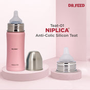 Adore Dr.Feed Majestique Insulated Thermos Hot/ Cold Stainless Steel Feeding Bottle with Anti-Colic Teat- D4- 270ml- Baby Pink