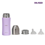 Adore Dr.Feed Majestique Insulated Thermos Hot/ Cold Stainless Steel Feeding Bottle with Anti-Colic Teat- D4- 270ml - Lovely Lilac