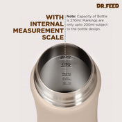 Adore Dr.Feed Majestique Insulated Thermos Hot/ Cold Stainless Steel Feeding Bottle with Anti-Colic Teat- D4- 270ml - Parchment Beige