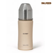 Adore Dr.Feed Majestique Insulated Thermos Hot/ Cold Stainless Steel Feeding Bottle with Anti-Colic Teat- D4- 270ml - Parchment Beige