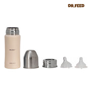 Adore Dr.Feed Majestique Insulated Thermos Hot/ Cold Stainless Steel Feeding Bottle with Anti-Colic Teat- D4- 270ml - Parchment Beige