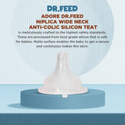 Adore Dr.Feed Niplica Wide Neck Anti-Colic Teat- Pack of 2