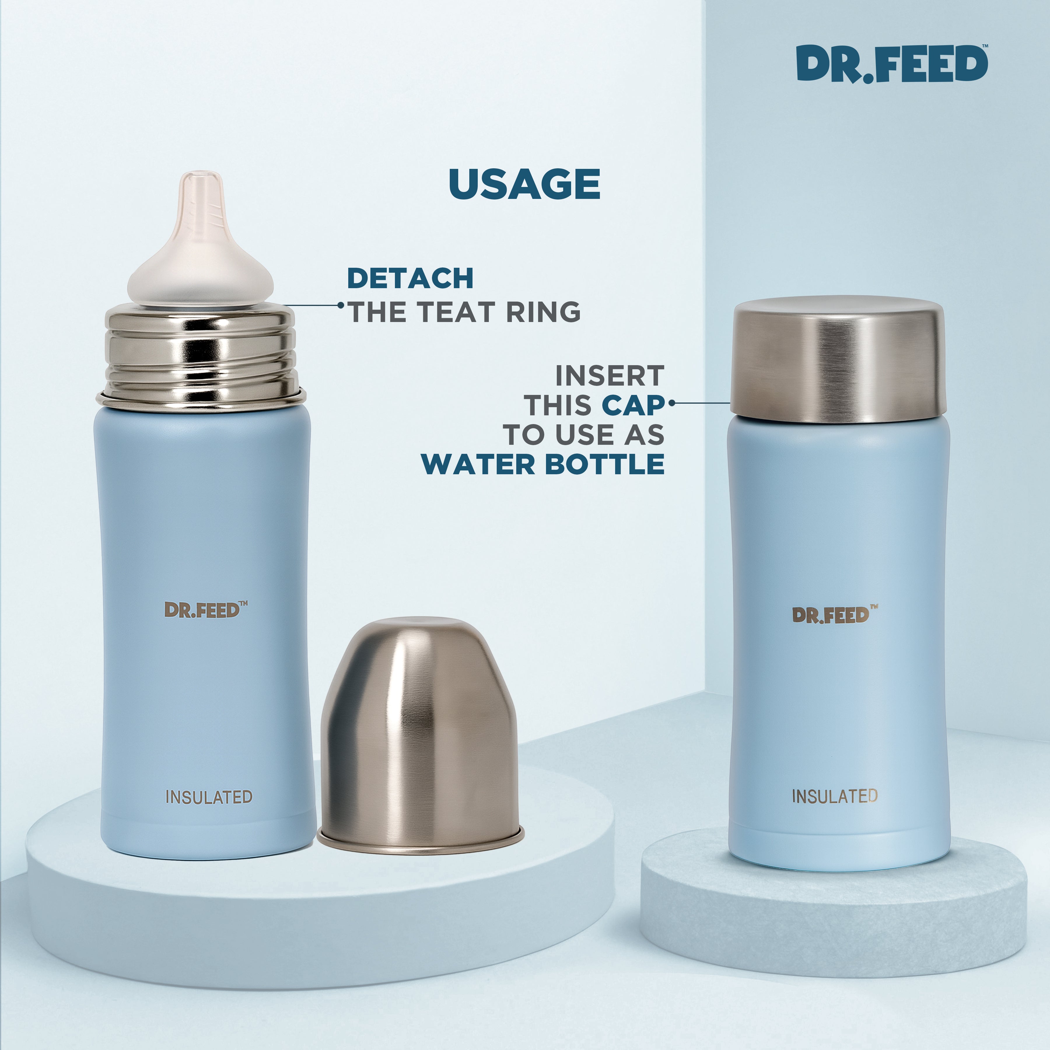 Adore Dr.Feed Capster! The Wideneck Stainless Steel Cap- Pack of 2- Fits with D3 and D4