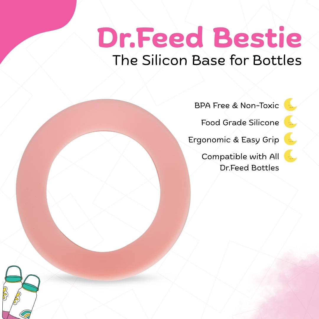 Adore Dr.Feed Bestie! The Silicon Base for Dr.Feed Wide Neck Bottles- Baby Pink- Pack of 2