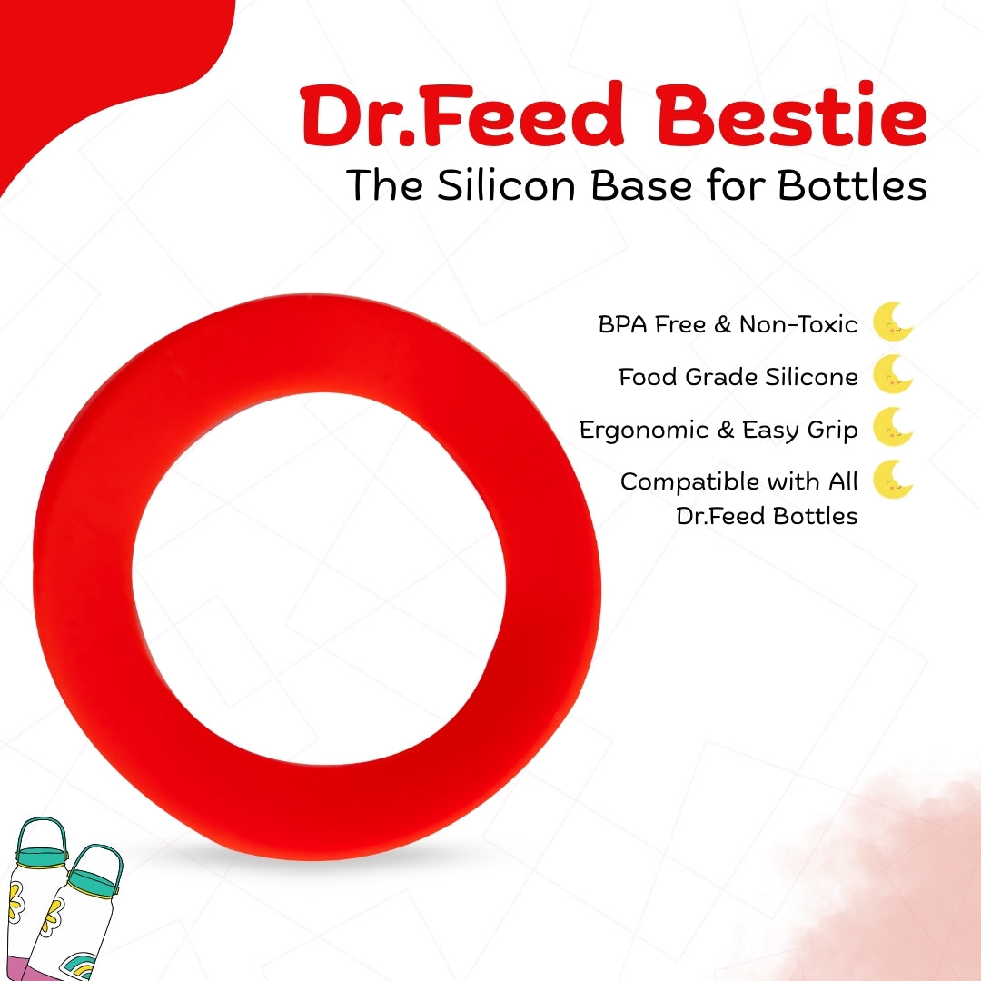 Adore Dr.Feed Bestie! The Silicon Base for Dr.Feed Wide Neck Bottles- Cherry Red Pack of 2