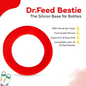 Adore Dr.Feed Bestie! The Silicon Base for Dr.Feed Wide Neck Bottles- Cherry Red Pack of 2