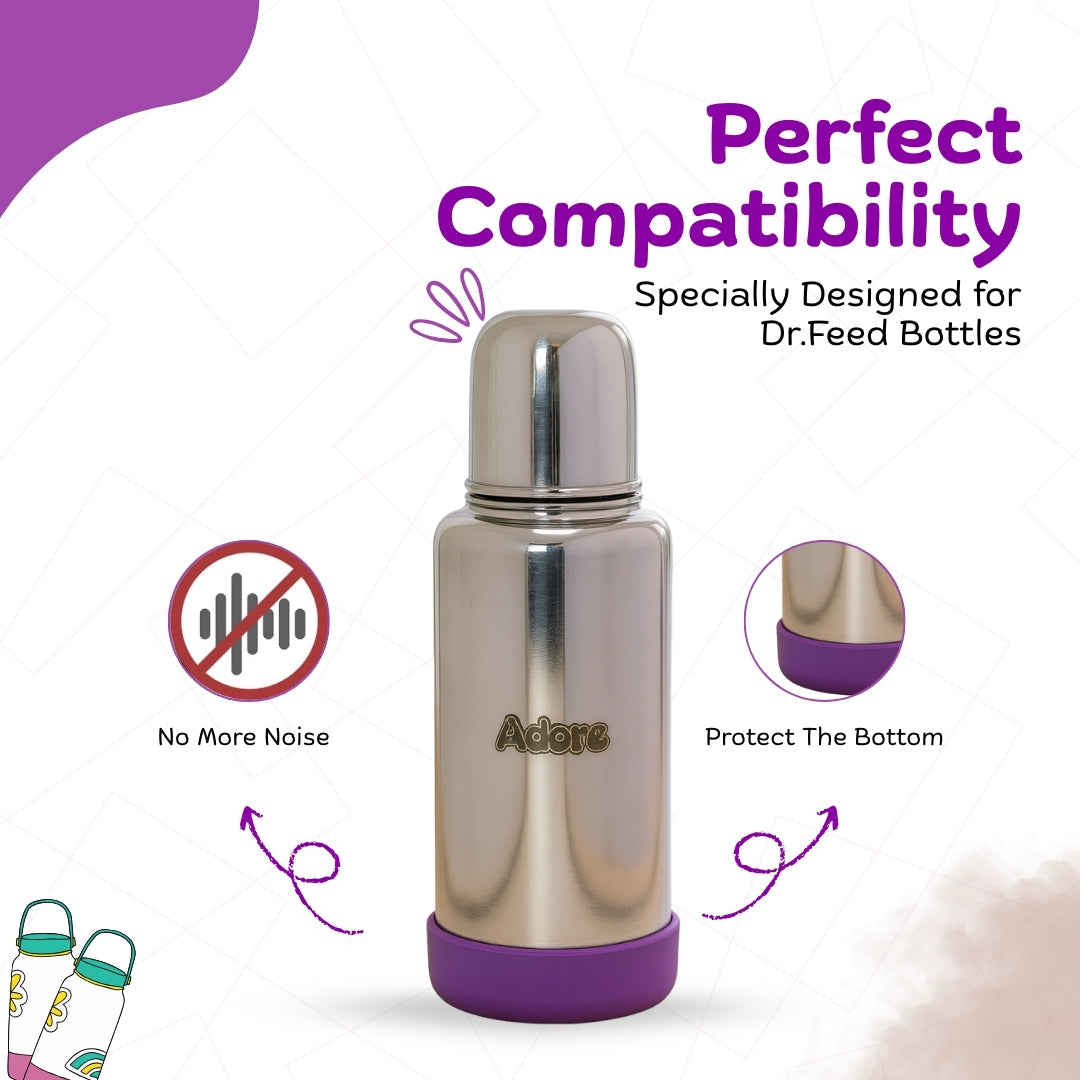 Adore Dr.Feed Bestie! The Silicon Base for Dr.Feed Wide Neck Bottles- Pixy Purple Pack of 2
