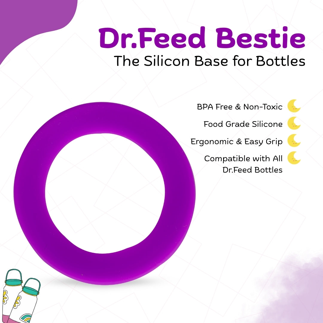 Adore Dr.Feed Bestie! The Silicon Base for Dr.Feed Wide Neck Bottles- Pixy Purple Pack of 2