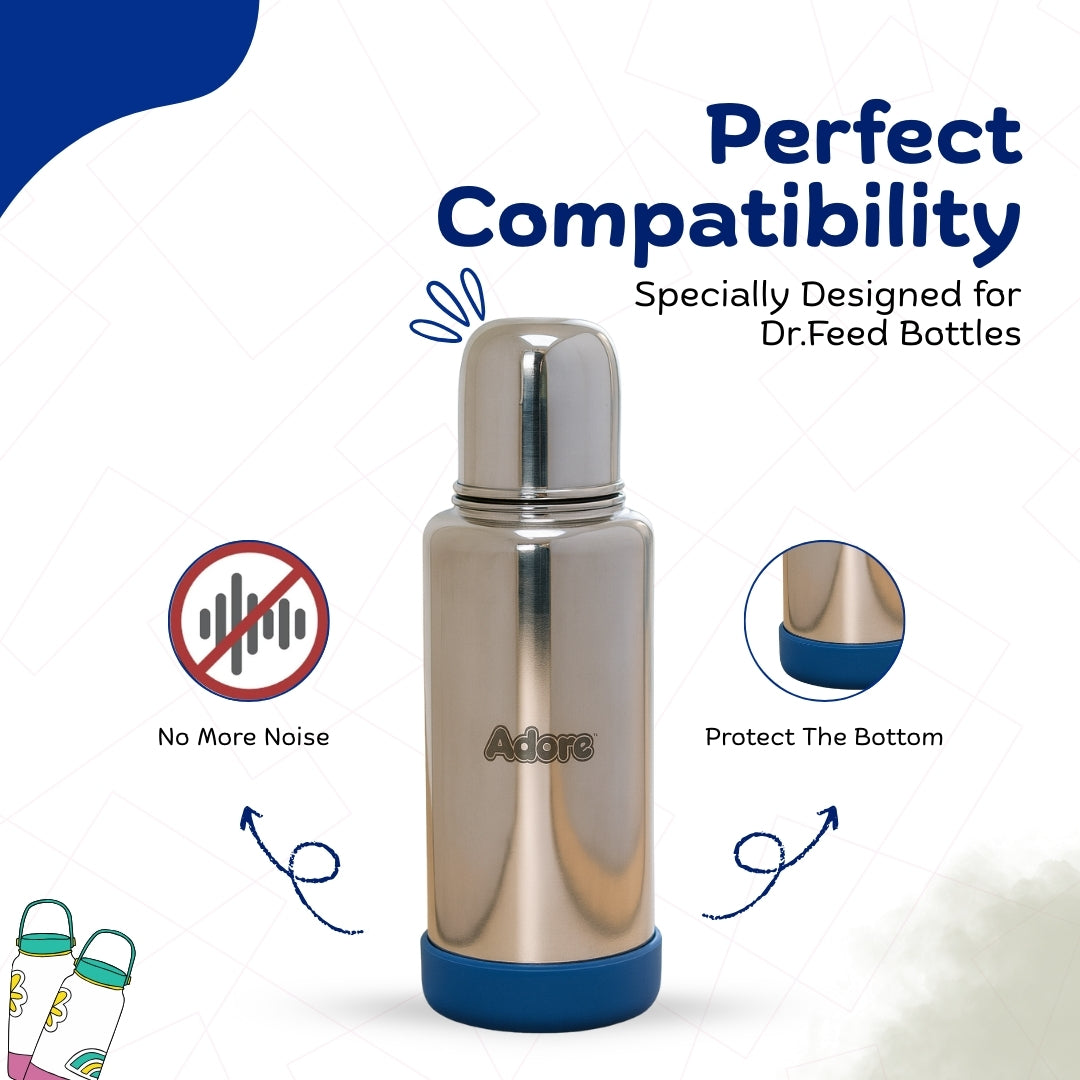 Adore Dr.Feed Bestie! The Silicon Base for Dr.Feed Wide Neck Bottles- Blazing Blue Pack of 2