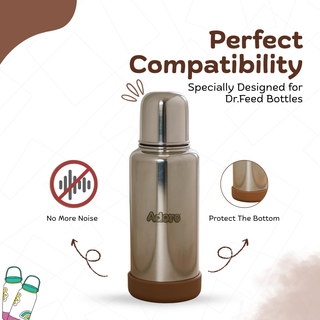 Adore Dr.Feed Bestie! The Silicon Base for Dr.Feed Wide Neck Bottles- Earthen Brown Pack of 2