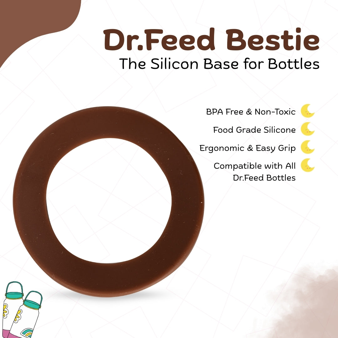 Adore Dr.Feed Bestie! The Silicon Base for Dr.Feed Wide Neck Bottles- Earthen Brown Pack of 2