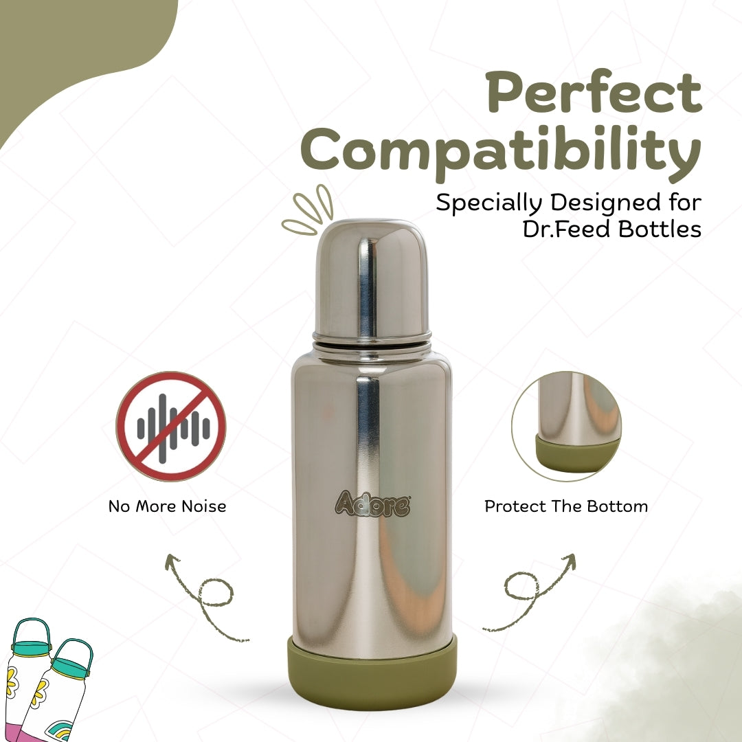 Adore Dr.Feed Bestie! The Silicon Base for Dr.Feed Wide Neck Bottles- Military Green Pack of 2
