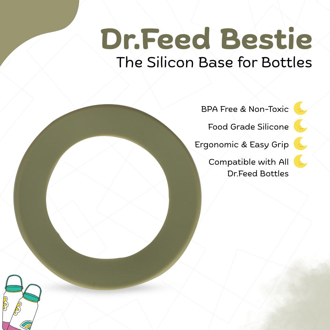 Adore Dr.Feed Bestie! The Silicon Base for Dr.Feed Wide Neck Bottles- Military Green Pack of 2