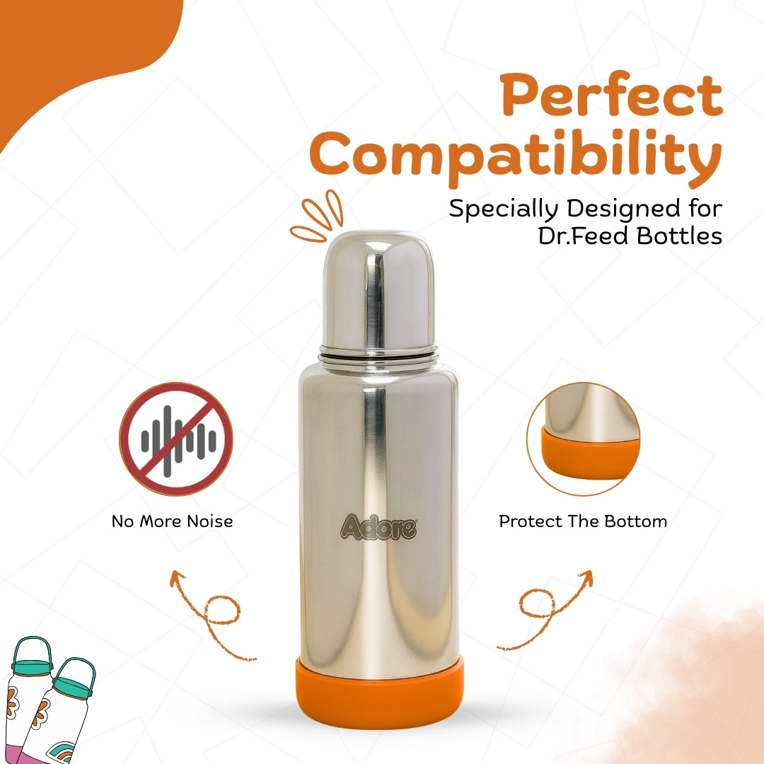 Adore Dr.Feed Bestie! The Silicon Base for Dr.Feed Wide Neck Bottles- Funky Orange Pack of 2
