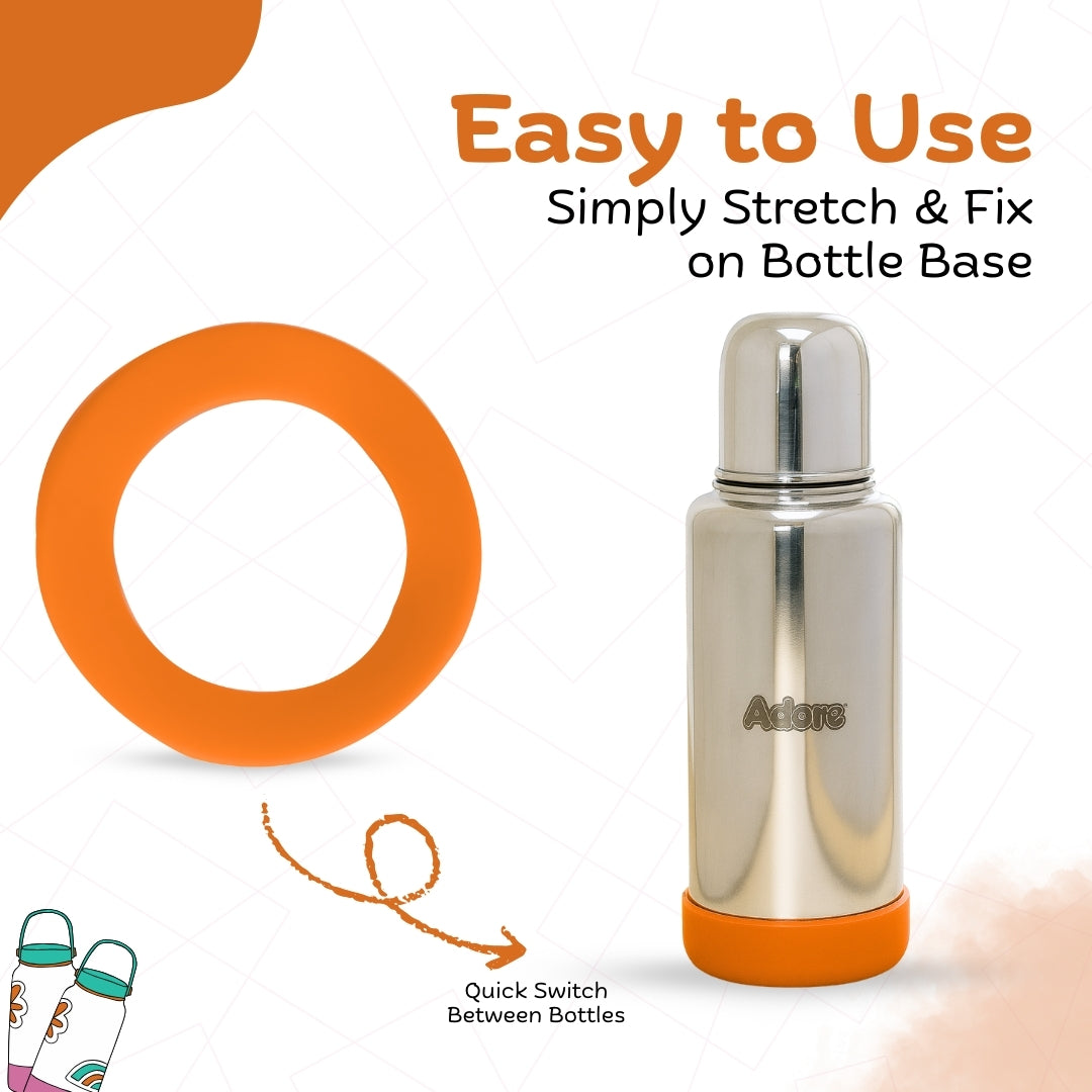 Adore Dr.Feed Bestie! The Silicon Base for Dr.Feed Wide Neck Bottles- Funky Orange Pack of 2