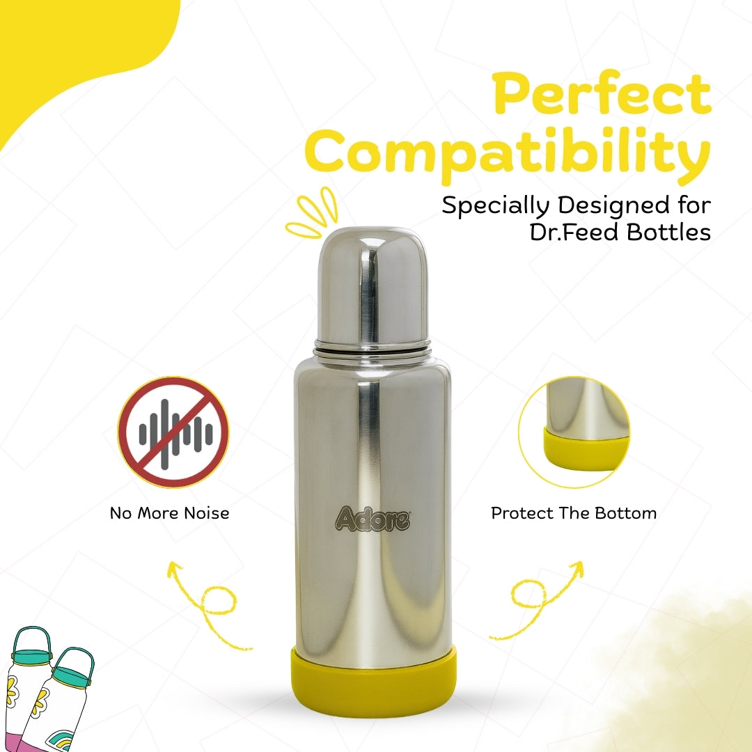 Adore Dr.Feed Bestie! The Silicon Base for Dr.Feed Wide Neck Bottles- Yanky Yellow Pack of 2