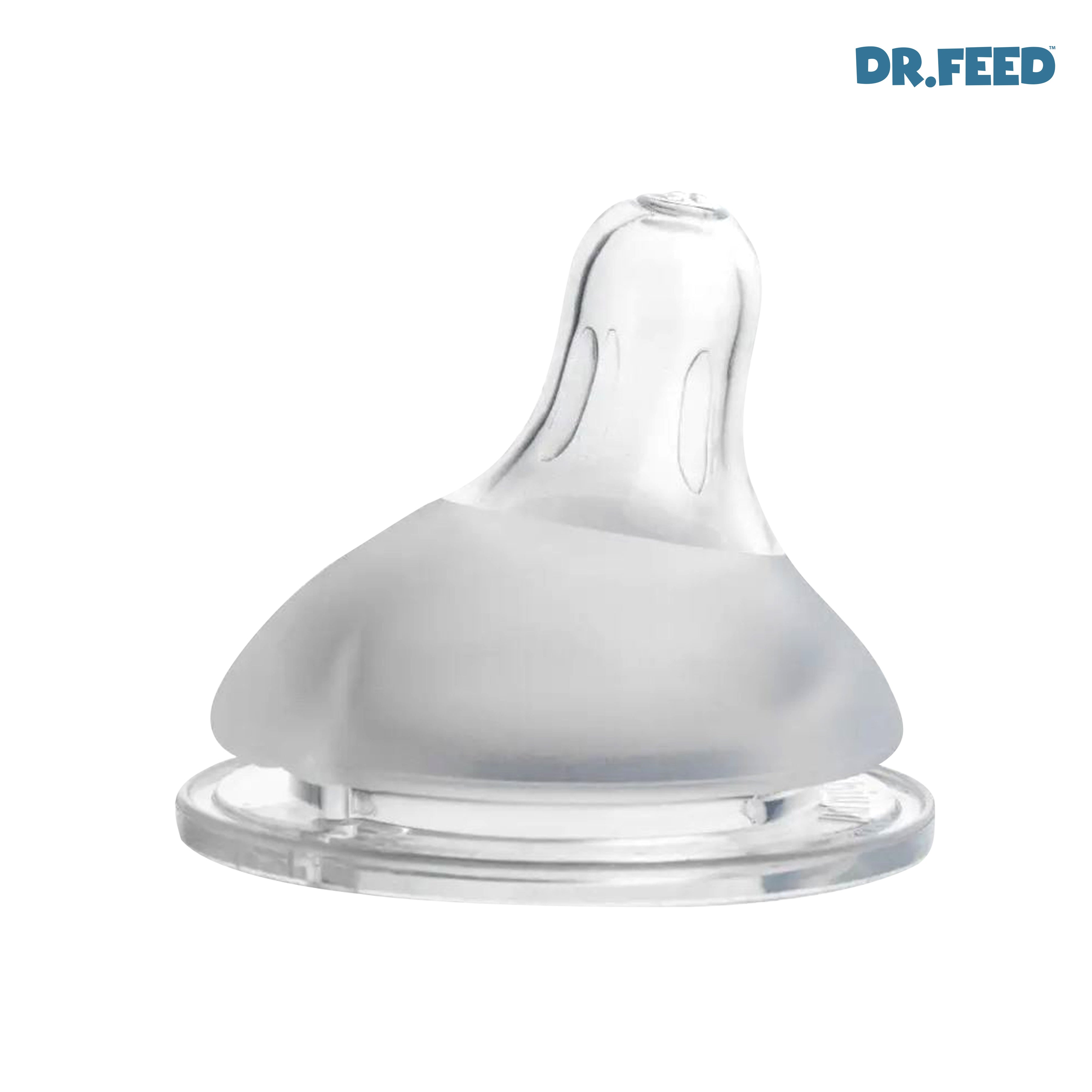 Adore Dr.Feed Latch Naturally Wide Neck Anti-Colic Silicon Teat- Pack of 2- Medium Flow