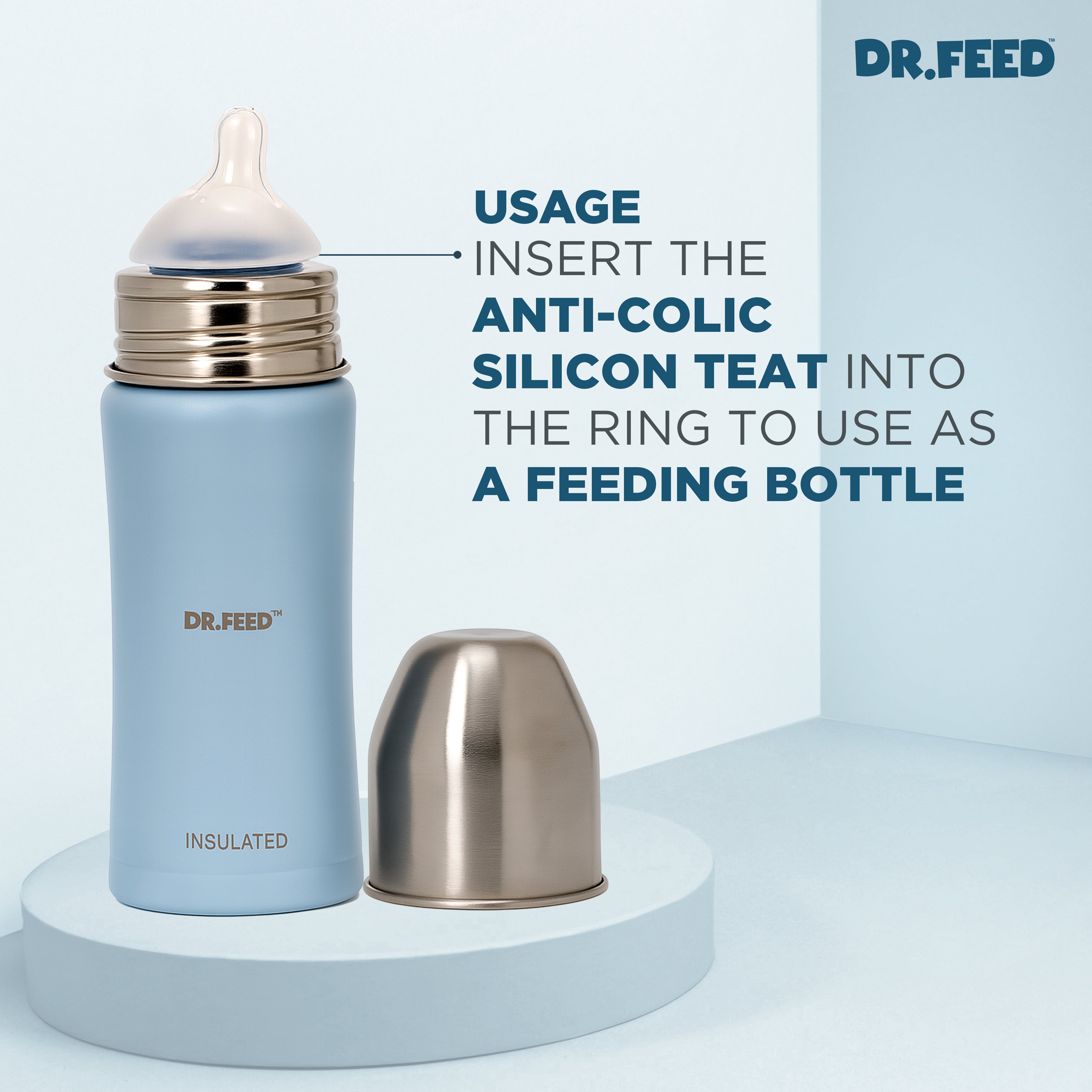 Adore Dr.Feed Latch Naturally Wide Neck Anti-Colic Silicon Teat- Pack of 2- Medium Flow