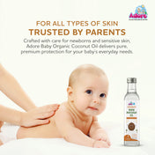 Adore Pure & Premium Organic Extra Virgin Coconut Oil -Cold Pressed- Glass Bottle- 100ml