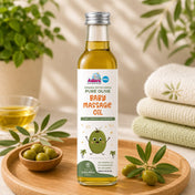 Adore Organic Extra Virgin Pure Olive Baby Massage Oil - Cold Pressed- Imported from Spain - Glass Bottle 250ml